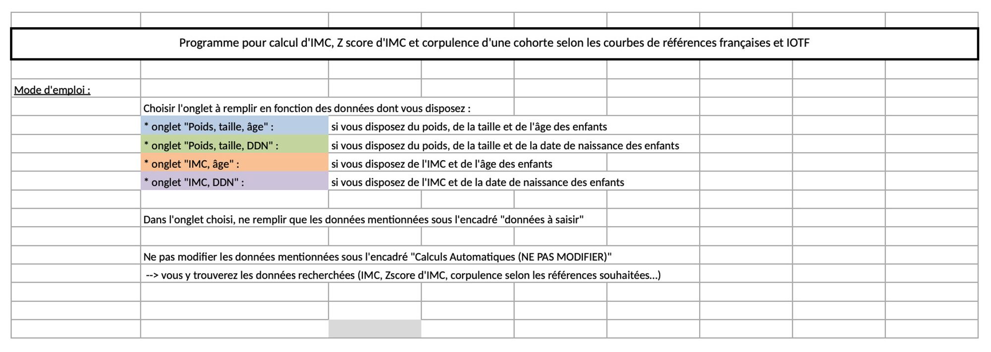 Calculette Z-score et corpulence